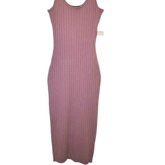 Women's NWT Spring Summer Pink Mauve Ribbed Tank Sweater Dress Sz Medium - Picture 2 of 7